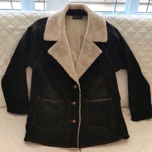 DG2 Black/ Cream Women's Sherpa Coat,Black Wash Size L.